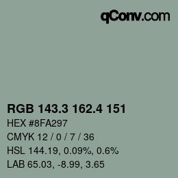 カラーコード: RGB 143.3 162.4 151 | qconv.com