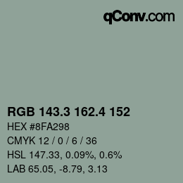 カラーコード: RGB 143.3 162.4 152 | qconv.com
