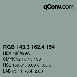 カラーコード: RGB 143.3 162.4 154 | qconv.com