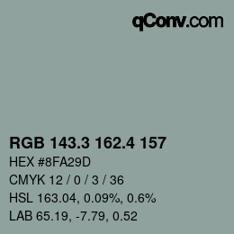 カラーコード: RGB 143.3 162.4 157 | qconv.com
