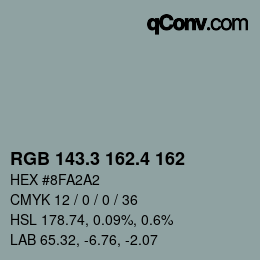 カラーコード: RGB 143.3 162.4 162 | qconv.com