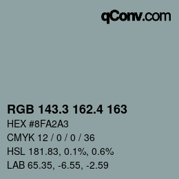 カラーコード: RGB 143.3 162.4 163 | qconv.com