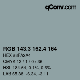 カラーコード: RGB 143.3 162.4 164 | qconv.com