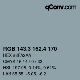 カラーコード: RGB 143.3 162.4 170 | qconv.com