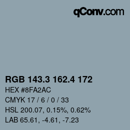 カラーコード: RGB 143.3 162.4 172 | qconv.com