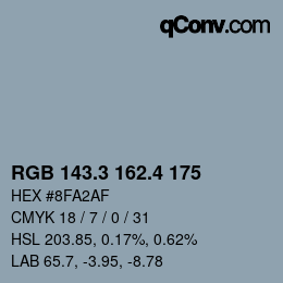 カラーコード: RGB 143.3 162.4 175 | qconv.com