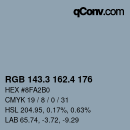 カラーコード: RGB 143.3 162.4 176 | qconv.com