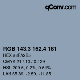 カラーコード: RGB 143.3 162.4 181 | qconv.com