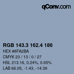 カラーコード: RGB 143.3 162.4 186 | qconv.com