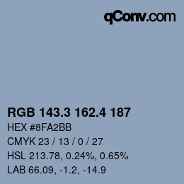 カラーコード: RGB 143.3 162.4 187 | qconv.com