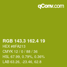 カラーコード: RGB 143.3 162.4 19 | qconv.com