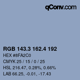 カラーコード: RGB 143.3 162.4 192 | qconv.com