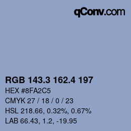 カラーコード: RGB 143.3 162.4 197 | qconv.com