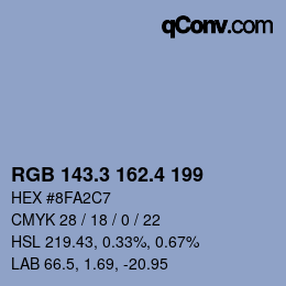 カラーコード: RGB 143.3 162.4 199 | qconv.com