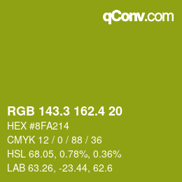 カラーコード: RGB 143.3 162.4 20 | qconv.com