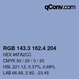 カラーコード: RGB 143.3 162.4 204 | qconv.com