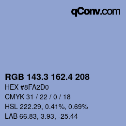 カラーコード: RGB 143.3 162.4 208 | qconv.com