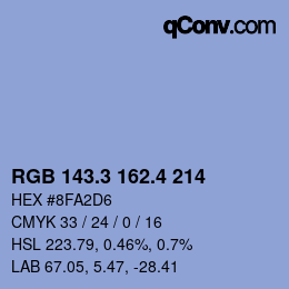 カラーコード: RGB 143.3 162.4 214 | qconv.com
