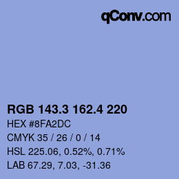 カラーコード: RGB 143.3 162.4 220 | qconv.com