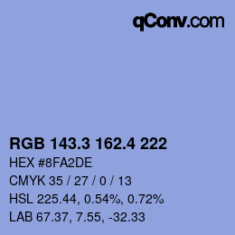 カラーコード: RGB 143.3 162.4 222 | qconv.com