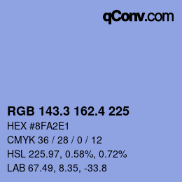 カラーコード: RGB 143.3 162.4 225 | qconv.com