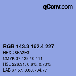 カラーコード: RGB 143.3 162.4 227 | qconv.com