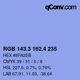 カラーコード: RGB 143.3 162.4 235 | qconv.com