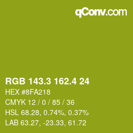 カラーコード: RGB 143.3 162.4 24 | qconv.com