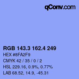 カラーコード: RGB 143.3 162.4 249 | qconv.com