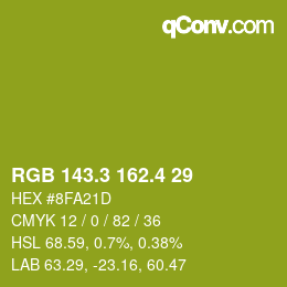 カラーコード: RGB 143.3 162.4 29 | qconv.com