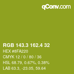 カラーコード: RGB 143.3 162.4 32 | qconv.com