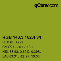 カラーコード: RGB 143.3 162.4 34 | qconv.com