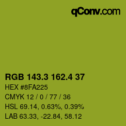 カラーコード: RGB 143.3 162.4 37 | qconv.com