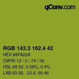 カラーコード: RGB 143.3 162.4 42 | qconv.com
