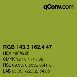 カラーコード: RGB 143.3 162.4 47 | qconv.com