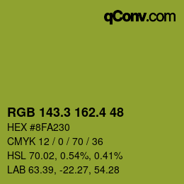 カラーコード: RGB 143.3 162.4 48 | qconv.com