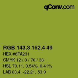 カラーコード: RGB 143.3 162.4 49 | qconv.com