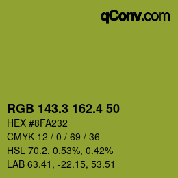 カラーコード: RGB 143.3 162.4 50 | qconv.com
