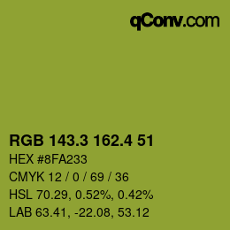カラーコード: RGB 143.3 162.4 51 | qconv.com