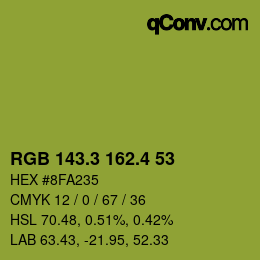 カラーコード: RGB 143.3 162.4 53 | qconv.com