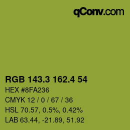 カラーコード: RGB 143.3 162.4 54 | qconv.com