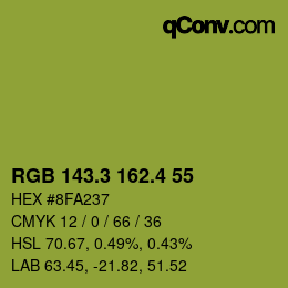 カラーコード: RGB 143.3 162.4 55 | qconv.com