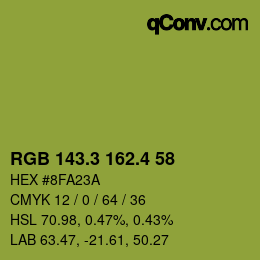 カラーコード: RGB 143.3 162.4 58 | qconv.com