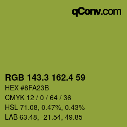 カラーコード: RGB 143.3 162.4 59 | qconv.com