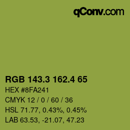 カラーコード: RGB 143.3 162.4 65 | qconv.com