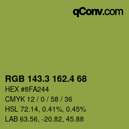 カラーコード: RGB 143.3 162.4 68 | qconv.com