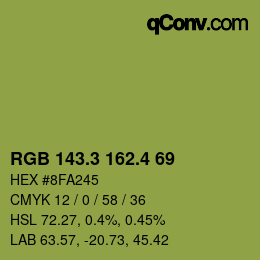 カラーコード: RGB 143.3 162.4 69 | qconv.com