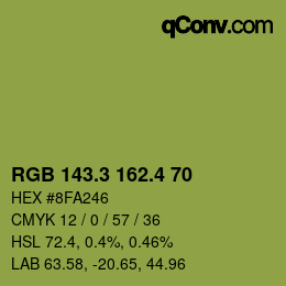 カラーコード: RGB 143.3 162.4 70 | qconv.com