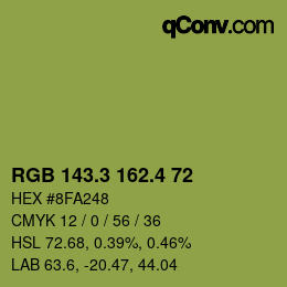 カラーコード: RGB 143.3 162.4 72 | qconv.com