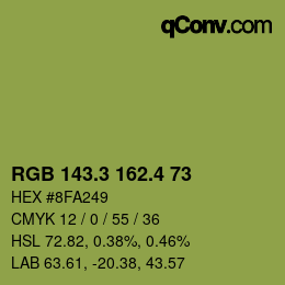 カラーコード: RGB 143.3 162.4 73 | qconv.com